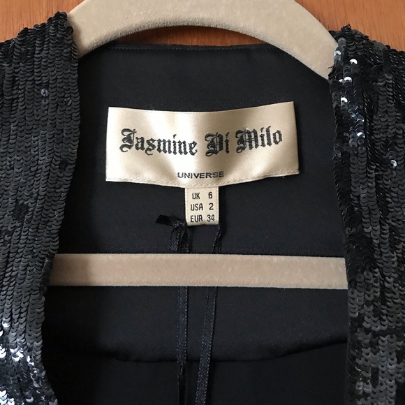 NWT Jasmine Di Milo Fluorine Black Silk Georgette Sequined Dress, Size 2 - Picture 6 of 13